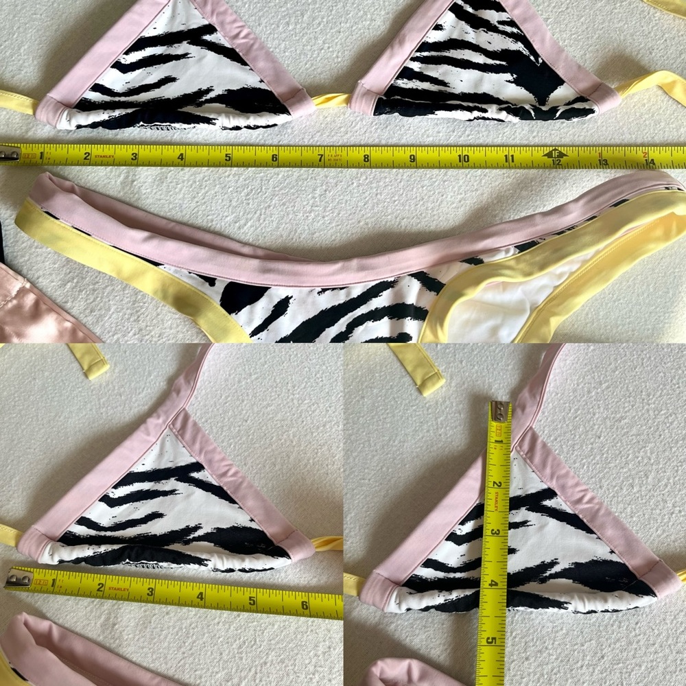 Reina Olga Women's Zebra Print Triangle Bikini - Pink & Yellow